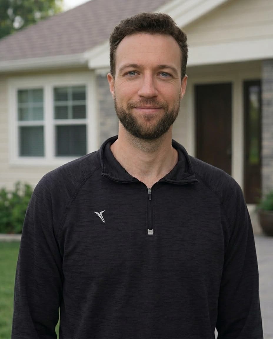 Zach, founder of Lumineer, standing in front of a house